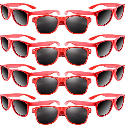 MIAHART 12er-Pack Kinder-Party-Sonnenbrillen, Bulk, Sommerparty, Retro-Brille für Jungen und Mädchen, Geburtstagsparty-Zubehör (Red)