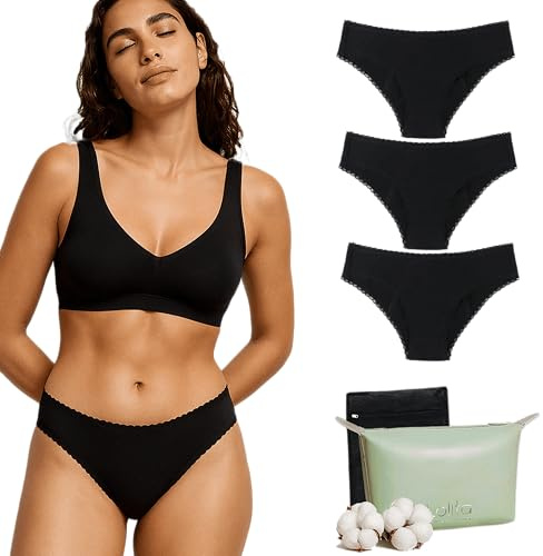 Lolita® Pack de 3 Bragas Menstruales - 4 Capas Absorbentes para Flujo Abundante - Equivalente a 2 Tampones - Protección Higiénica - Ropa Interior Menstrual Absorbente