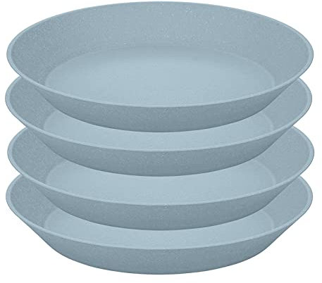 Koziol Tiefer Teller 24 cm 4er-Set CONNECT PLATE Suppenteller Kunststoff Blau