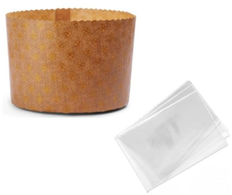 OPIROS - Juego de 5 moldes de panettone de papel para hornear, horno de levadura, tartas de Navidad (5 moldes + piezas, 5 sobres, 1 kg)