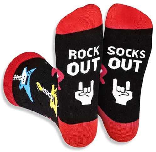 RUNEAY Chaussettes Amusantes pour Homme - Cadeau de Guitare Douillet pour Anniversaire, Nouvel An, Fête des Pères