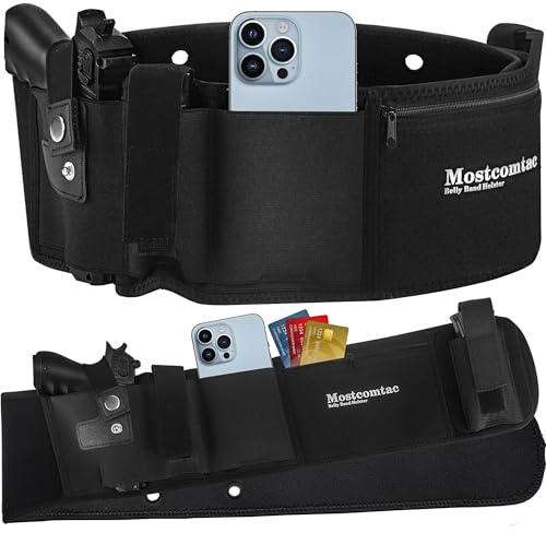 Mostcomtac Belly Band Holster for Men Women - Comfortable Gun Holster for Pistol Fits Glock 19 17 42 43 43x, Taurus, Ruger LCP, S&W M&P Shield and Breathable Waist Holster for Most Guns and Revolvers