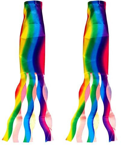 Spactz 2X Regenbogen Windsack Wind Streamer Flagge Garten Camping Dekoration Flagge 70CM