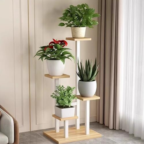 jiajulashou123 Support de Plante à 4 Niveaux Étagère pour Plantes en Métal Blanc