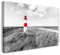 Printistico Leinwandbild (120x80cm) Roter Leuchtturm in den Dünen - Meer Fotografie schwarz weiß, echter Holz-Keilrahmen inkl. Aufhänger, handgefertigt in Deutschland