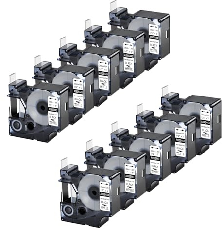 Cruxer 10 Pack Compatible for Rhino A1805443 1805443 Heat Shrink Tube Black on White 24mm x 1.5m Wire Cable Label Tape Replacement for Label Writer Rhino 6000 Maker