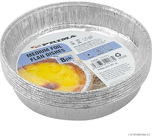 BARGAINS-GALORE Pack of 64 Disposable Medium Foil Flan Dishes - Aluminium Round Foil Pans | Disposable, Baking Trays | Pie Tins Pot Ideal for All Types of Pie | Strong Quality