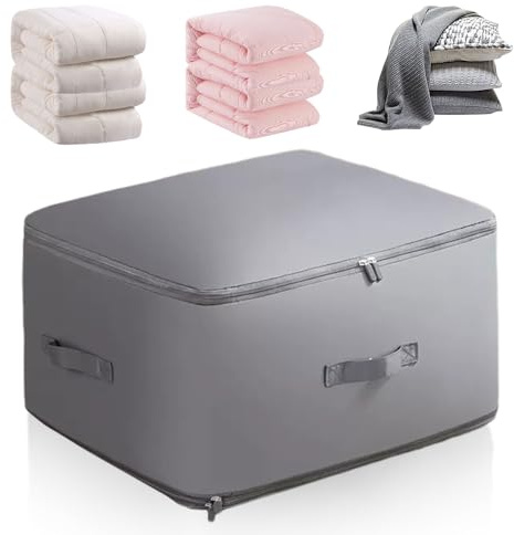 Ultra Platz Sparender Selbstkomprimierender Organizer, 2025 Neu Platzsparender Komprimierender Organizer, Selbstkomprimierender Organizer Aufbewahrungstasche für Bettdecken Kleidung (Grau, L)