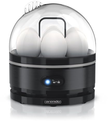 Arendo Sevencook Eierkocher 400 W – Edelstahl Design - 1-7 Eier - Egg Cooker - EIN/AUS-Schalter – 3 Härtegrade wählbar - Warmhaltefunktion - Signalton - BPA-frei - schwarz