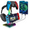 Soporte Cascos Gaming, Soporte Auriculares, Soporte para Cascos Gaming, Soporte Mando Con 10 Modos de Iluminación, Puerto USB Type-C, Apto para Todos Los Mandos de Juego de Auriculares (A)