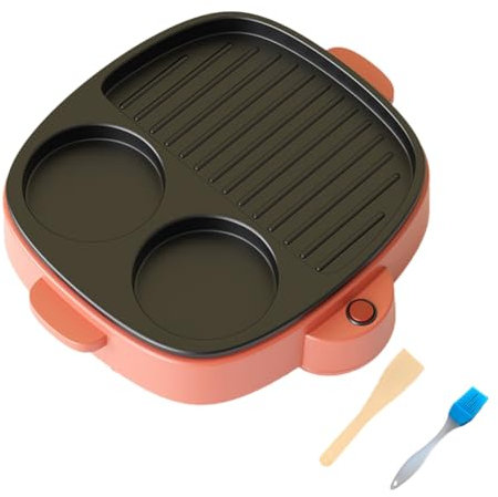 Rtauhife Padella Elettrica 3 in 1 per Omelette, Barbecue, Cottura Elettrica, Piccola Padella Elettrica Piatta, Vaporiera per Cibi, Padella per Bistecche. Spina EU.