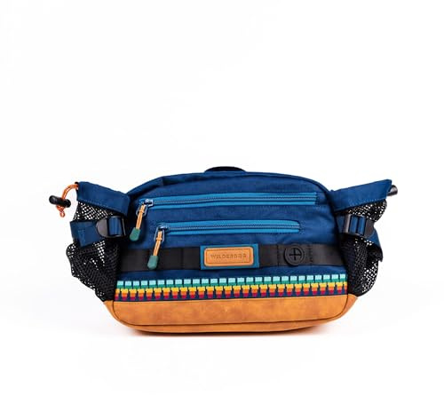 Wilderdog Mega Hip Pack with 3-Liter Capacity, Two Mesh Water Bottle Pockets, Interior Key Loops, Adjustable Straps, and Poop Bag Dispenser (Pacific Blue)