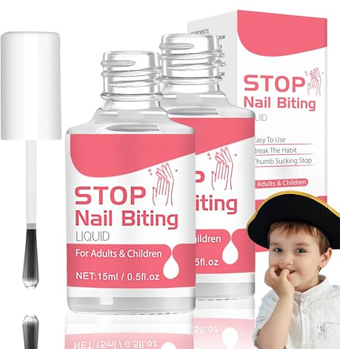 15 ml x 2 stop nageltuggnagellack – stopp nageltuggning för barn, tumtassar stopp nagelpolering, stopp för att förhindra nageltuggningar och tumtumtumrumplor för barn och vuxna, No Bite nagellack (2