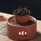 QSLKI Teapot Warmer Ceramic, Brown vertical pattern, Tea Light Warmer, Tea Warmer with 3 Candles, Candle Heater for Heating Tea, Coffee and Milk, Universal Teapot Heater, Teapot Warmer