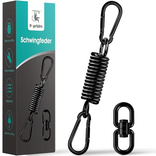 Poprkdre Molla oscillante in acciaio, capacità di carico fino a 250 kg, con molla basculante, poltrona sospesa con 2 moschettoni, molla di sospensione, gancio girevole a 360° per sedia sospesa Hammock