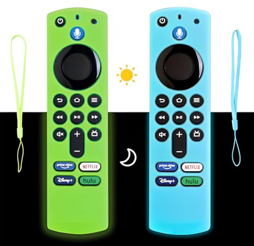 XOXVURI 2 Piezas Funda Mando Fire Tv Stick Funda De Silicona De Mando Distancia Para Stick 4K 3Rd Gen 3Rd Generación Funda Protectora Antideslizante De Mando Distancia (Verde Azul)