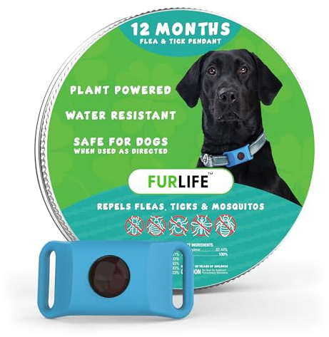 FurLife Blue Dog Tag, Flea and Tick Prevention for Dogs - Waterproof Pendant for Collar, Safe for All Breeds
