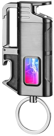 Keychain Lighter Permanent Match - Waterproof Stormproof Fire Starter for Camping, Metal Infinity Lighter with Keychain, Emergency Matches for Outdoor Survival & Daily Use (Gray)