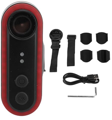 Tbest 1080p Cykelkamera, 150 Graders Vidvinkel Laddningsbar Cykelsport Bakifrån Kamera med Bakljus (32 GB)