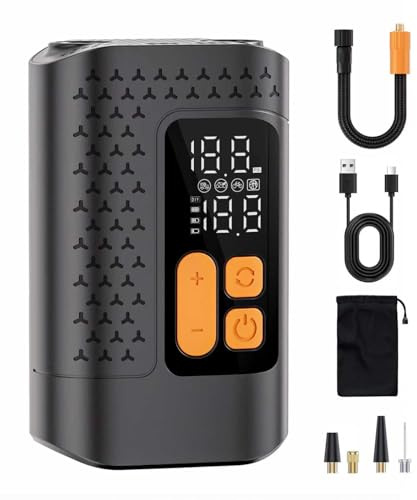 Mini Bike Pump, 160PSI Bicycle Pump, 4X Faster Bike Floor Pump with Gauge, Electric Bike Tire Pump with Presta Valves for Mountain Bike, Moto, Road Bike, Car and Balls