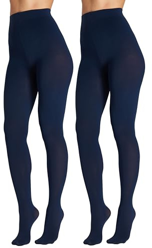 Seidiva Collant Femme Opaque 80 Deniers, Collants Mat Plus de 25 Couleurs Unies, Doux et ultra Extensible, Bleu marine L-XL
