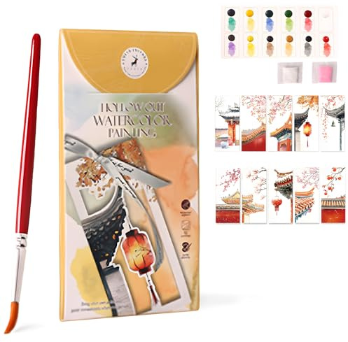 Glvomazty Libri da Colorare con Acqua, Album da Colorares ad Acqua, Watercolor Coloring Book con Pennelli e 12 Colori per Adulti Rilassamento e Antiestress, Impara ad Acquerellarli
