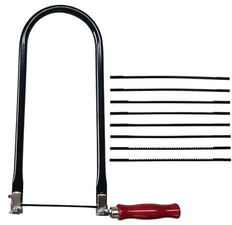 Set di sega per traforo da 310 mm con 8 lame per sega a traforo (4 6 8 10), per intagliare il legno con manico in legno con lame assortite, taglio preciso, per lavori di legno