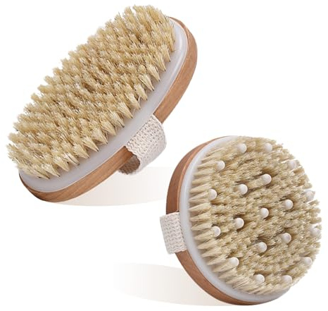 2 stycken massageborstset torrborste lymfdränering ryggborste kroppsborste bastuborste för massage peeling borttagning död hud cellulit