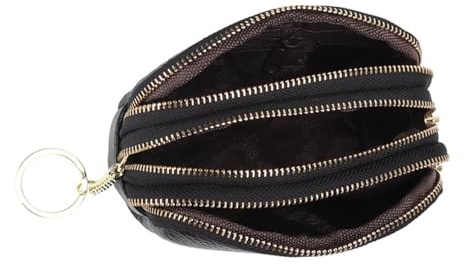 UPKOCH Porte-Monnaie Pochette à Monnaie en Cuir Synthétique Fermeture Éclair et Noir Anneau Porte-clés Grosse Capacité Compacte pour Femme et Amie