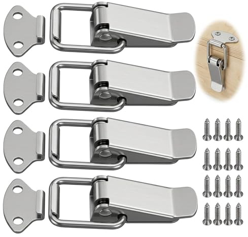 4 cierres tensores para cajas, cierre rápido de acero inoxidable con tornillos, cierre de caja para muebles, cierre seguro para cajas y contenedores, cerrojo para muebles
