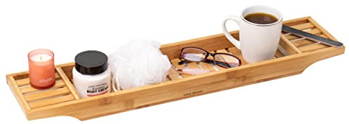 Mind Reader Bathtub Tray, Shower Organizer, Bathroom Accessory, Wood Tray, Rayon from Bamboo, 27.5 L x 5.75 Wx 1.75 H, Brown