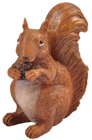 BURI Eichhörnchen mit Zapfen Dekofigur Tierfigur Gartenfigur Gartendeko Herbstdeko