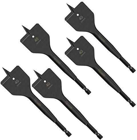 5 x SabreCut SCRIW40_5 40mm x 152mm Impact Rated Flat Wood Spade Bits for Softwood Hardwood Chipboard