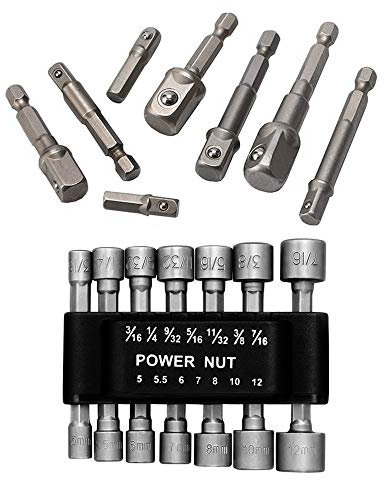 Copechilla 8pcs Sechskant Stecknussadapter Stecknuss Adapter Steckschlüssel Schraubenschlüssel Nuss und 14 Stücke Steckschlüssel Stecknuss Bit Adapter Set 1/4 Zoll Sechskantschaft für Autoreparatu