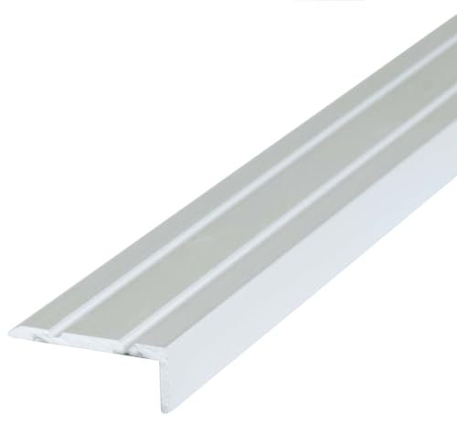 Dalsys self-Adhesive Stair Nosing Profile 200cm x 25mm x 20mm Made of Aluminum, Floor Profile for Stair Angles Silver
