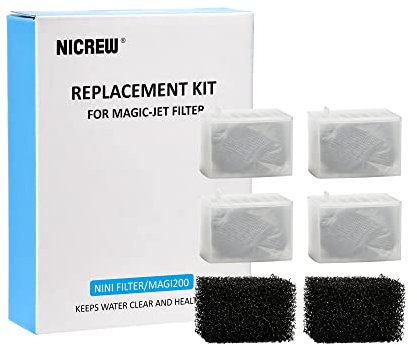 NICREW Replace Cartridge for Fish Tank Filter 150L/H & 200L/H, Aquarium Filter Foam and Active Carbon