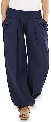Malito - Pantaloni da Donna in Tessuto per la Spiaggia e la Vita Quotidiana, Pantaloni Casual per L'Estate – Pantaloni Casual Aladin 23245P Taglia Unica