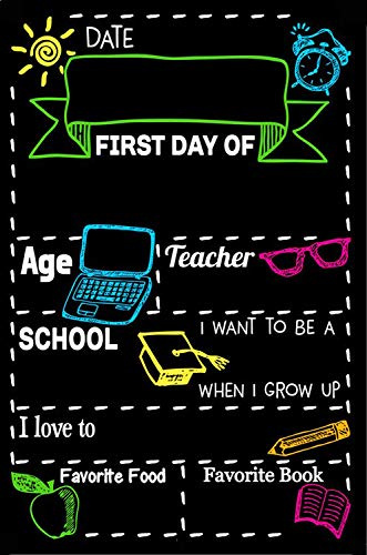 Metal tin Sign 8x12 inches First Day of School Chalkboard Tin Sign Reusable Easy Clean Back to School
