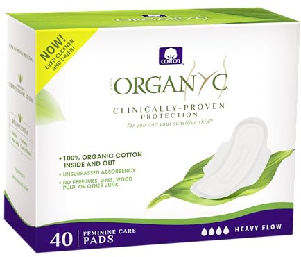 Organyc Damenbinden aus 100% zertifizierter Bio-Baumwolle, 40 Stück, starker Durchfluss, größere Verpackung