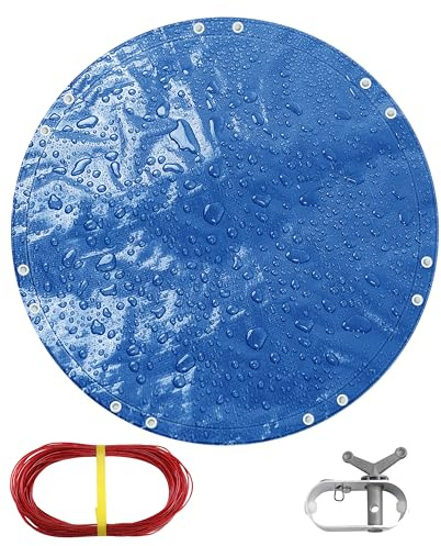 TARPAL 14ft Round tarp Waterproof 8mil Poly Tarps Pool Cover Multifunctional Tarpaulin Pool Covers for Above Ground Pools Dust and UV Resistance（Blue/Black）