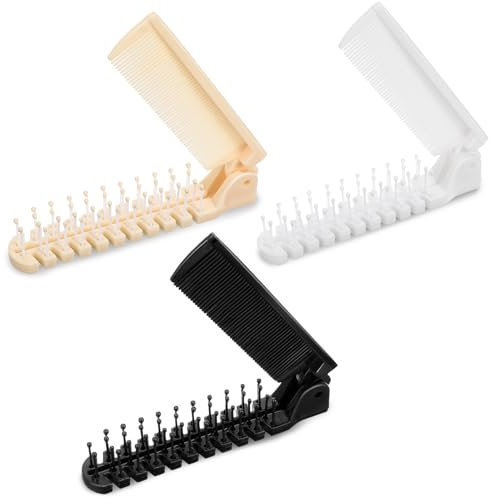 3 Stück Faltbarer Kamm, 11 x 2 cm Haarkamm Faltbare Haarkämme, Tragbarer Reisetauglicher Kamm, Antistatischer Doppelseitiger Kompakter Haarkamm für Alle Haartypen, Frauen, Männer