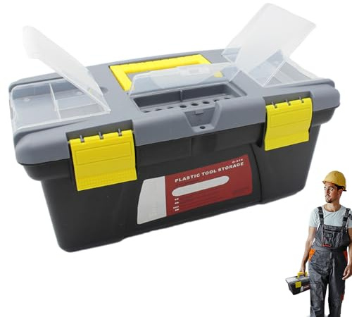 Grande Cassetta degli attrezzi Portatile Scatola Portautensili - Forziere Multiuso A Doppio Strato,Cassetta Strumenti Per Auto, Scatola Di Immagazzinaggio Degli Strumenti Di Conservazione D
