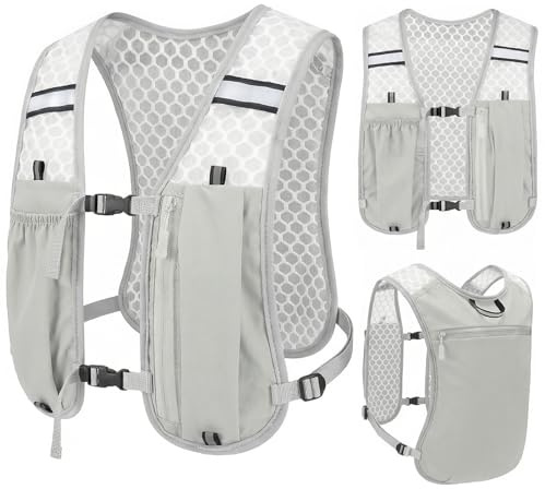 Gilet de Trail Ultraléger, Sac à Dos Running Léger pour Marathon, Cyclisme, Randonnée et Activités de Plein Air (Blanc)