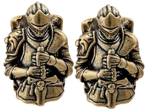 HOBBIESAY 2 pezzi EDC Paracord Perline Ciondolo Charm Ottone Europeo Cordino Perline Barba Cavaliere Guerriero Paracord Perline Ciondolo Grande Foro EDC Charm per Cordini Coltello Paracords