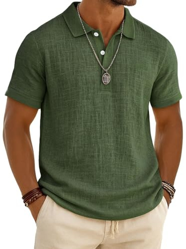 Chemise Homme Style Henley Col Mao Manches Lin Mélangé Ample Décontracté pour Été Bureau