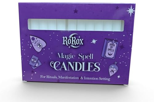 Ro Rox magiska trollformelljus, oparfymerade ritualljus för meditation, manifestation, rening, altare, häxkonst och hedniska praktiker, 10 cm, ask med 12, vit