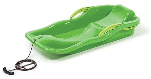 NEUSTANLO | Schneebob Race | Grün | hochwertiges Kunststoff | inkl. Zugseil und Bremshebel | ideal auch als Rodel, Bob, Schlitten oder Schneegleiter
