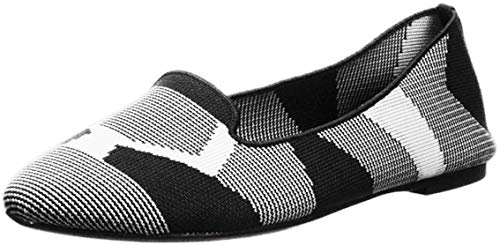 Skechers Femme Cleo-Sherlock-Engineered Knit Loafer Skimmer Ballerines, Noir/Blanc, 39.5 EU