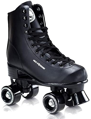 Nils Extreme Rollschuhe für Damen Mädchen und Kinder NQ8400S - Quad Roller aus Kunstleder – Disco Skates - Rollerskates 40 - Schwarz