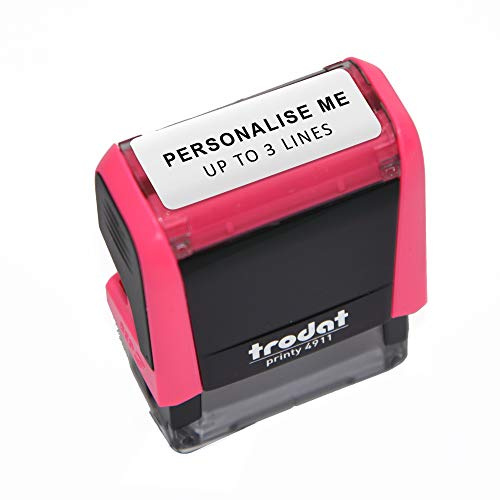 Trodat Printy 4911 Personalised Custom Office, Business and Teacher Stamp – Allows Up to 3 Lines of Text – Impression Size 37 x 11 mm – Self-Inking with 3 Ink Pad Colours to Choose from